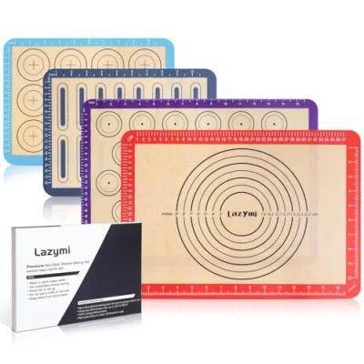 Immagine di Set da 4 Tappetino Forno in Silicone Antiaderente, Foglio per Macaron/Biscotti/Pane Carta Riutilizzabile, Resistente al Calore, Facile Pulire