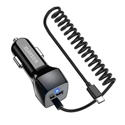 Immagine di ZLONXUN Caricabatteria Caricatore Auto per Samsung Galaxy S24/S23/S22/S21/S20/S10/A53/A54/A52/A52/A51,Google Pixel 8/7/7a/6/Huawei P30 P40 P20 Lite Pro,Mate 20 Pro,con Cavo di Tipo C