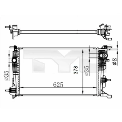 Immagine di TYC 728 0065 R Radiatore motore 625mm 378mm 23mm Alette di raffreddamento montate meccanicamente RENAULT: MEGANE 3, 3 Coupe, SCENIC