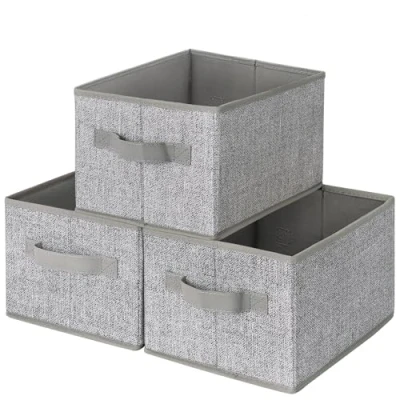 Immagine di GRANNY SAYS Scatole Tessuto, Set di 3 Portaoggetti Pieghevoli, Scatola Organizzatori Vestiti, Contenitori in Tessuto per Armadio, Wardrobe Storage Boxes, Grigio
