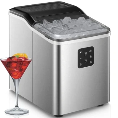 Immagine di NORTHCLAN Macchina Ghiaccio con 2 Formati di Ghiaccio, 14 KG 24 Ore, 9 Cubetti in 6 Min, Autopulente, Display LCD, 2L del Acciaio Inox per il