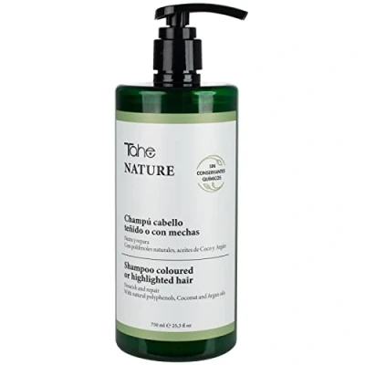 Immagine di Tahe Nature Shampoo senza solfati per capelli tinti o con stoppini polifenoli naturali, oli di cocco, argan e geranio (750 ml)