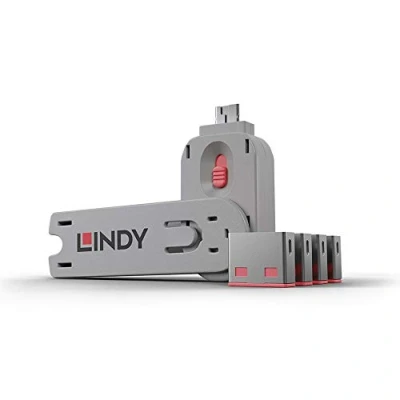 Immagine di LINDY Blocco porta USB Lock + Key Kit da 4 Rosa incl. 1 chiave 40450