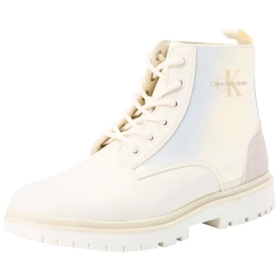 Immagine di Calvin Klein Jeans Donna Stivali Mezza Gamba Eva Boot Mid Lace Up con Lacci, Bianco (Creamy White/Eggshell), 40