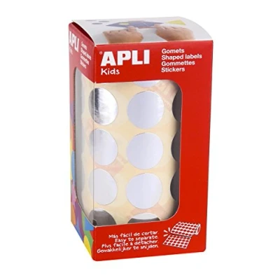 Immagine di Apli adesivi metallici/tondo/argento/20 mm diametro/Sold by roll