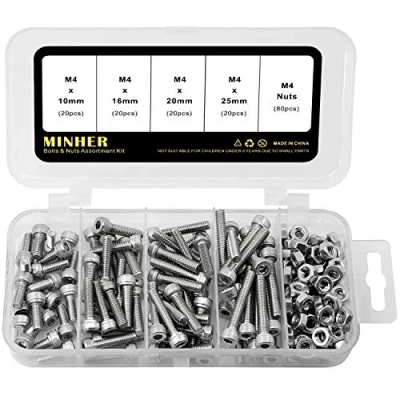 Immagine di M4 Viti a Testa Esagonale con Esagono Incassato in Acciaio Inossidabile 304 Kit di Bullone e Dadi 10mm 16mm 20mm 25mm 160PZ