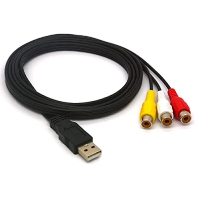 Immagine di Tomost cavo USB a 3 RCA, lunghezza 1,5 m, da 2.0 maschio RCA femmina, splitter audio video AV composito adattatore per TV, PC, HDD DVR (1,5 metri)