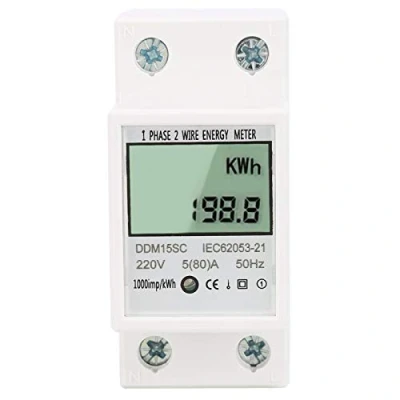 Immagine di Contatore di energia monofase, 5 80A DDM15SC Display digitale LCD elettronico KWh su guida DIN monofase