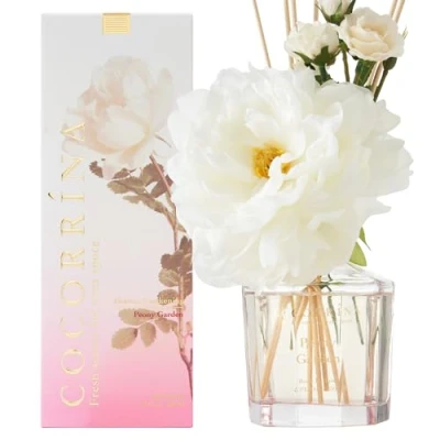 Immagine di COCORRÍNA Fiore Diffusore Profumo Ambiente con 8 Bastoncini di fragranza 250ml Giardino Peonia, Naturale, Lunga Durata, per la Camera da Letto, L&#039;Ufficio, Il Bagno (Collezione Master)