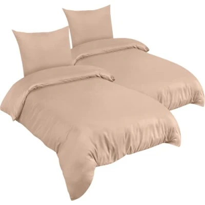 Immagine di Utopia Bedding Copripiumino Una Piazza e Mezza Microfibra 2 x 135x200cm + Federe 80x80cm Beige