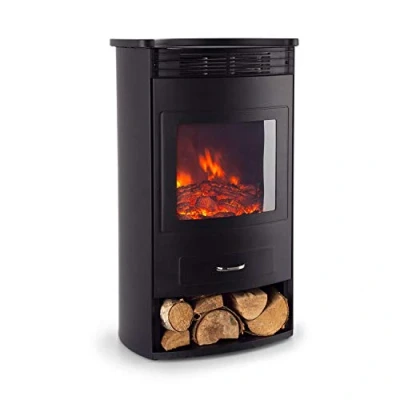 Immagine di Klarstein Camino Elettrico, Caminetto Elettrico 1900 W, Finto a Riscaldamento Basso Consumo, Fuoco LED, Spazio per Legna, Termocamino con Telecomando, Termostato e Timer