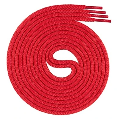 Immagine di Swissly lacci rotondi, circa 4,5 mm di diametro per scarpe da lavoro, trekking, stivali in poliestere, lunghezza 70 220 cm, Colore: rosso, 210 cm / ø 4,5mm