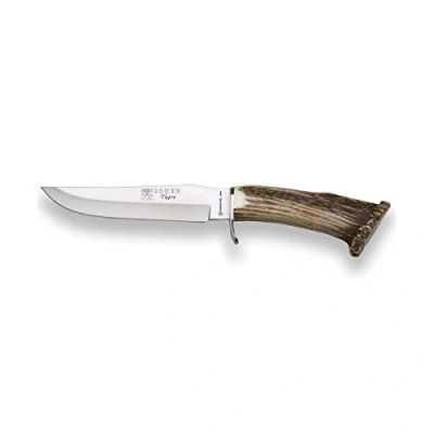 Immagine di joker Coltello Bushcraft con pugno a corona di cervo e lama in acciaio inox 17 cm Tiger, 300 grammi, croce inox, CN34 per attività Pesca, l&#039;Escursionismo, Il Campeggio