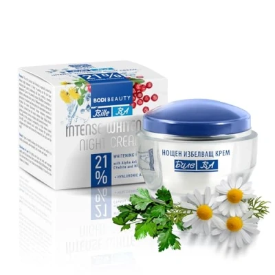 Immagine di BODI BEAUTY BA Intense Whitening Cream, crema notte schiarente viso con acido ialuronico, niacinamide, camomilla, 21% concentrato, cura del 50 ml
