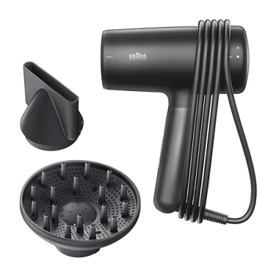 Immagine di Asciugacapelli Braun HD4.2, leggero ad alte prestazioni con diffusore e concentratore, tecnologia Super IONTEC, motore HTDC da 2100W 3 impostazioni di calore velocità, BRHD425E