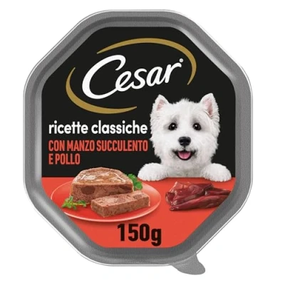 Immagine di Cesar Ricette Classiche Cibo per Cane con Manzo succulento e Pollo 150 g 14 vaschette