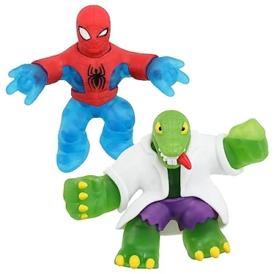 Immagine di Heroes of GOO Jit Zu Shifters Confezione doppia Marvel Spider Man vs. Shifter Lizard. 2 eroi flessibili, 11 cm, schiaccia il nucleo di Lizard e trasforma suo Glibber