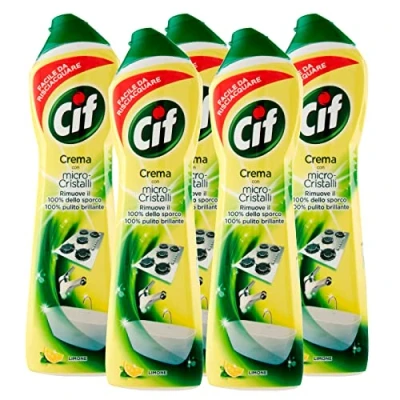 Immagine di 5x Cif Detergente in Crema Profumo Limone con Micro Cristalli Multisuperficie 5 Flaconi da 500 ml