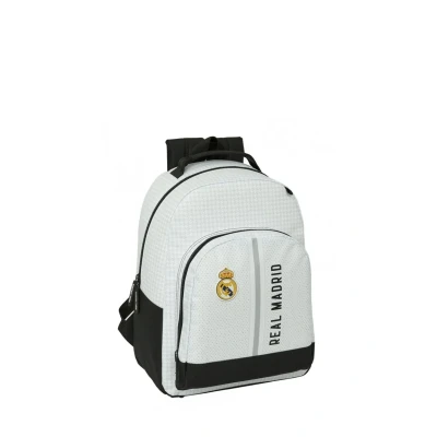 Immagine di safta Real Madrid 1a squadra 24/25 Zaino adattabile a carrozzina, ideale per bambini di diverse età, comodo e versatile, 32 x 15 42 cm, bianco/grigio, 21,5 l, Estándar, Casual