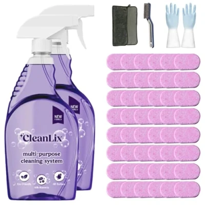 Immagine di Cleanlix Cleaning Spray, Cleaner For Instant Stain Removal, All Purpose Spray With Tablets, The In One Solution Every (2 Bottle,Rose*48)