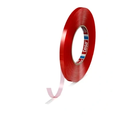 Immagine di Tesa 4965 Next Gen Nastro Biadesivo con Elevata Resistenza al Taglio e Alle Alte Basse Temperature, Adesivo in Acrilico Top di Gamma, Trasparente, a Biomassa Bilanciata (9 mm x 50 m)