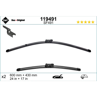 Immagine di Spazzola tergi Swf 119491 anteriore Spazzole flat blade CITROËN: Berlingo, Berlingo Van, OPEL: Combo E Van / Station Wagon, MPV Space wagon