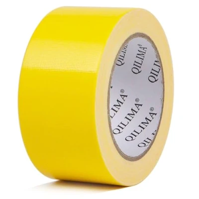 Immagine di QILIMA nastro adesivo in tessuto qualità premium 50 mm x 25.1 m senza residui, forte, colore giallo