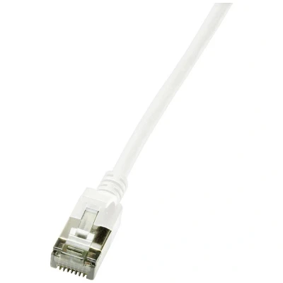 Immagine di LogiLink CQ9021S RJ45 cavo di rete, patch CAT 6A U/FTP 0.50 m Bianco estremamente sottile, Ritardante fiamma, Flessibile, Schermatura a fogli, Privo