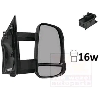 Immagine di specchio retrovisore esterno Van Wezel 1651818 Dx nero completo, convesso, per regolazione elettrica specchio, termico, con a granda