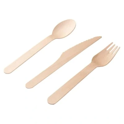 Immagine di PIQIUQIU 150 Pezzi Posate USA e Getta di Legno, Set Monouso, Ecologiche, 100% Naturali, Biodegradabili Compostabile(50 Forchette, 50 Cucchiai, Coltelli)