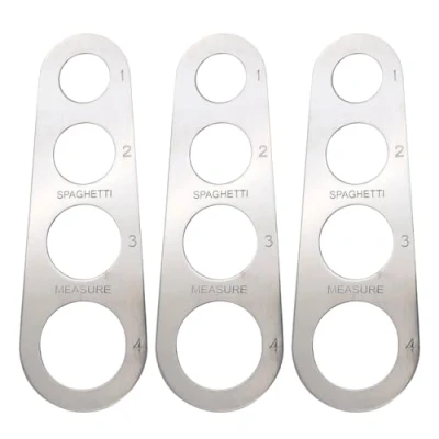 Immagine di UILYNIU 3 Pezzi Dosaspaghetti in Acciaio Inox, Misura Spaghetti, Dosatore con 4 Fori di Misurazione, Misuratore Utensile da Cucina per Misurare la Pasta (Argento)