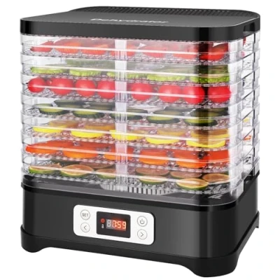 Immagine di Nictemaw Essiccatore in Acciaio Inossidabile, Mini da Cucina con 8 Vassoi, Deidratatore Regolatore di Temperatura, 400W, 35 70C, Timer 72h per Verdure, Frutta e Carne
