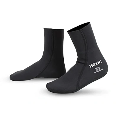 Immagine di SEAC Prime, Calzari in Neoprene 2 mm, Foderati Nylon, Calzini da Subacquea Unisex Adult, Nero, XS