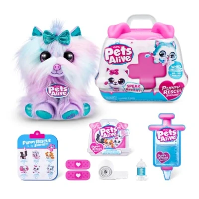 Immagine di Pets Alive Pet Shop Surprise Series 3 Puppy Rescue by ZURU, Yorkshire, Nurture Play, Soft Toy Unboxing, Heal Adopt Interactive, Ultra Plushies with Electronic Speak and Repeat (Yorkshire)