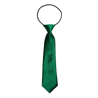 Immagine di DonDon Cravatta da bambino ragazzo effetto seta lucida 7,0 cm di larghezza con elastico verde foresta