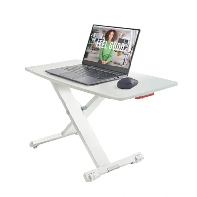 Immagine di Leitz Ergo Cosy Alzata da Scrivania Salvaspazio Regolabile In Altezza per Lavorare Seduti o Piedi, Adatta a contenere Monitor, Laptop e Mouse, 700 mm x 350 Bianco Grigio