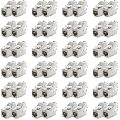 Immagine di deleyCON 48x Modulo Keystone Presa CAT 6a STP RJ45 Completamente Schermata Senza Attrezzi Grazie al Montaggio a Innesto 500Mhz 10GBit/s