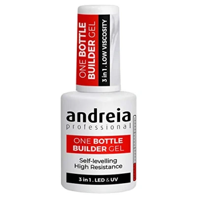 Immagine di Andreia Professional Gel Costruttore Ricostruzione Unghie trifasico 3 in 1 GUIDATO et UV Uno Bottiglia Trasparente 14ml