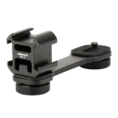 Immagine di ULANZI PT 3 Triple Cold Shoe Mount Adattatore Alluminio per Gimbal (DJI Osmo Mobile 2/3, Zhiyun, Feiyutech), Fotocamera e Smartphone Vlog Video Microfono Barra di Estensione