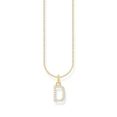 Immagine di THOMAS SABO Collana con ciondolo a forma di lettera D in Argento placcato oro KE2243 414 14, misura unica, sterling, Zirconia cubica