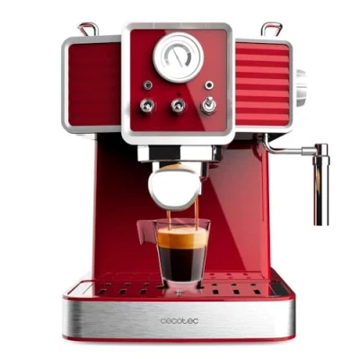 Immagine di Cecotec Macchina da Caffè Espresso Power 20 Tradizionale Light Red. 1350 W, Tecnologia ForceAroma bar, Vaporizzatore Orientabile, Braccio Doppio, Spegnimento Automatico