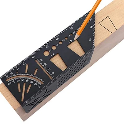 Immagine di righello angolare 45 90 gradi di misurazione accurata angolo quadrato strumento angolare, in lega alluminio per la lavorazione del legno portatile 3D Mitre Angle T calibro