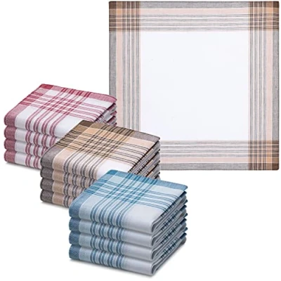 Immagine di JEMIDI Fazzoletti Cotone Uomo Set di 12 Stoffa per Naso Taschino Collo 40 x cm 100% Crema con Bordo