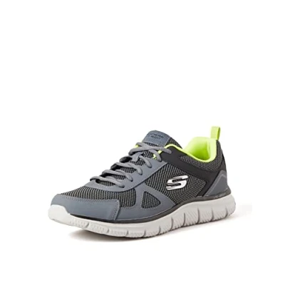Immagine di Skechers Track Bucolo, Scarpe Uomo, Charcoal &amp; Black Leather Mesh Lime Trim, 39.5 EU