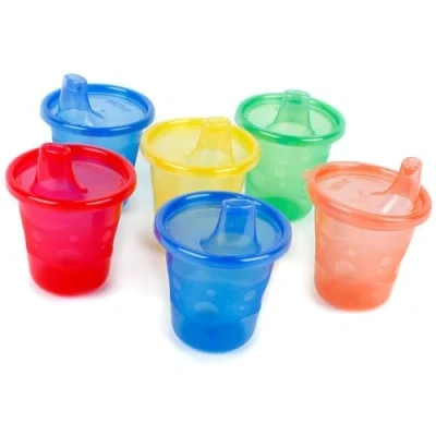 Immagine di Nuby ID91121 Polipropilene (PP), Bicchieri Wash or Toss da 210 ml, Set 6 pezzi, Colori assortiti
