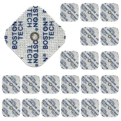 Immagine di 20 Elettrodi Boston Tech 5x5 cm Per dispositivi di stimolazione muscolare Beurer e Vitacontrol elettrostimolatore Pulsante a bottone da 3,5 mm Prodotto medico certificate.