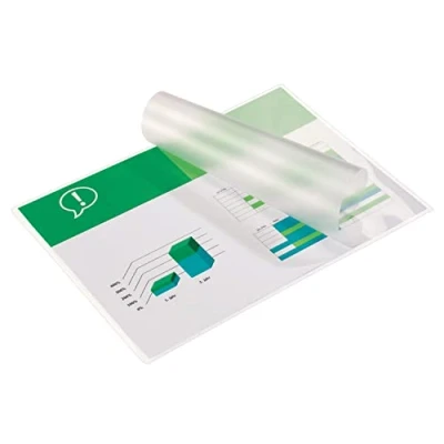 Immagine di GBC Pouch Confezione da 100 Buste per Plastificazione a Caldo, con Finitura Lucida e Margine Perforato, in Formato A4, Spessore di 2 x 125 Micron, 216 303 mm, 3743156