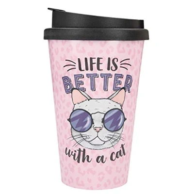 Immagine di Depesche 2180.031 Tazza in plastica con scritta Life is Better with a Cat, 350 ml, multicolore