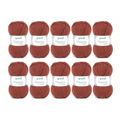 Immagine di Gründl Lana Classico (Certificato Oeko Tex, Realizzato al 50% in Pura Vergine (Merino Superwash) e poliacrilico, 50 g/120 m, Ferri: 3,5 4,5, 10 gomitoli da g), Marrone Medio