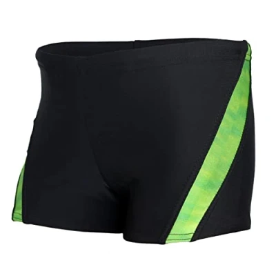 Immagine di Aquarti Boxer da Bagno Ragazzo Inserti a Contrasto, Nero/Verde, 164